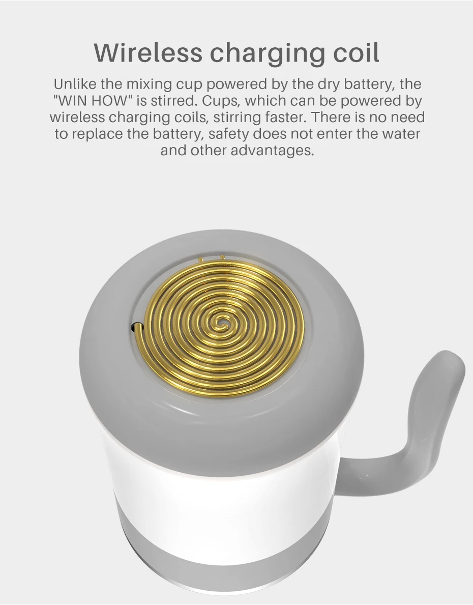 Автоматическая электрическая кружка для смешивания кофе и молока, умная чашка из нержавеющей стали, Ночной светильник, настольная лампа, фабричное Беспроводное зарядное устройство