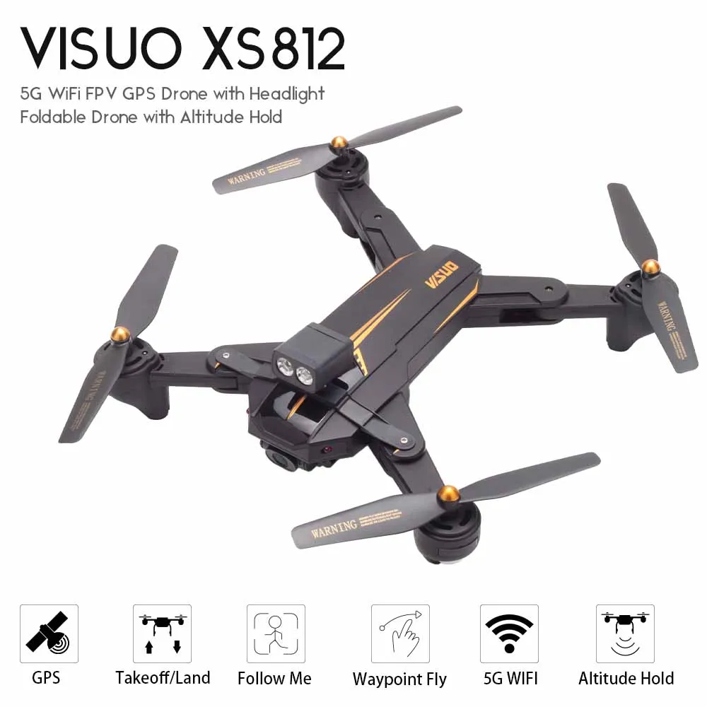 

VISUO XS812 2.4G GPS 5G Wifi 1080P Wide Angle Camera Foldable Wifi FPV Altitude Hold RC Drone