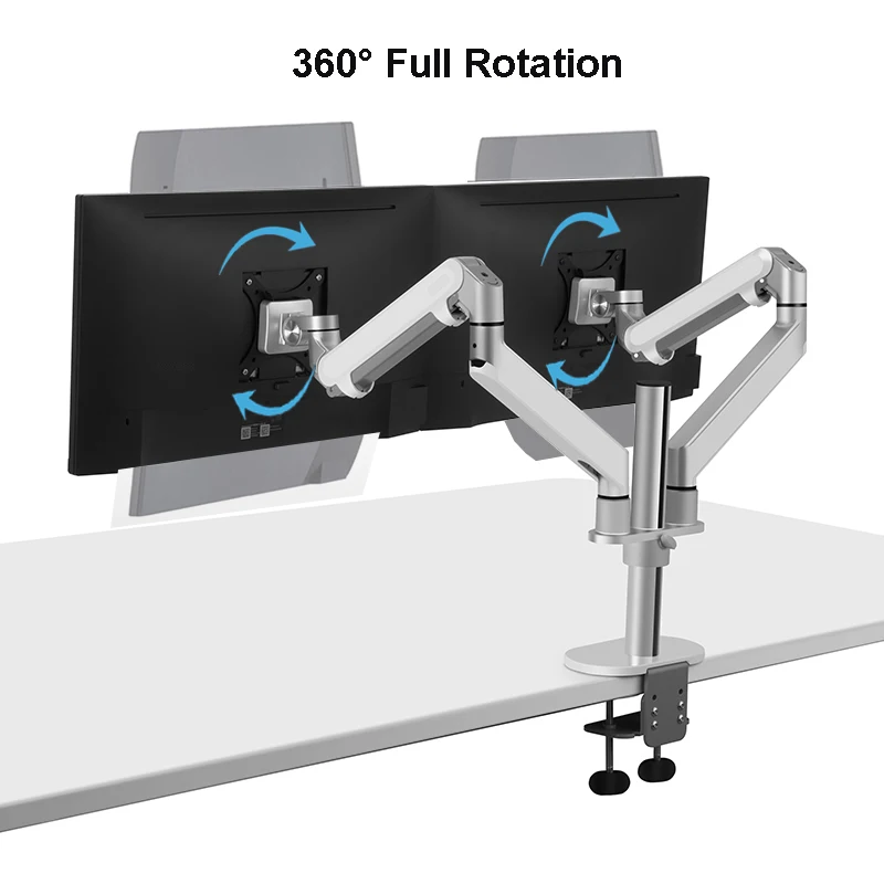 Hyvarwey OL-2Z Настольный 17-32 дюймов двойной монитор кронштейн полный движения алюминиевый монитор держатель газовая пружина Рычаг Нагрузки 2-8 кг каждый