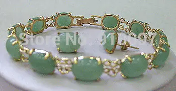 

Natural Green Aventurine bracelet earrings set AAA