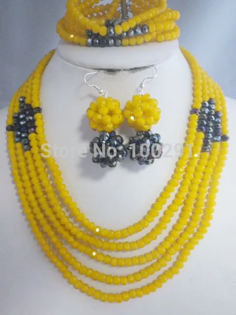 2019 new  Free shipping!!!   New Crystal Jewelry Set, African Beads Necklace Bracelet Earring