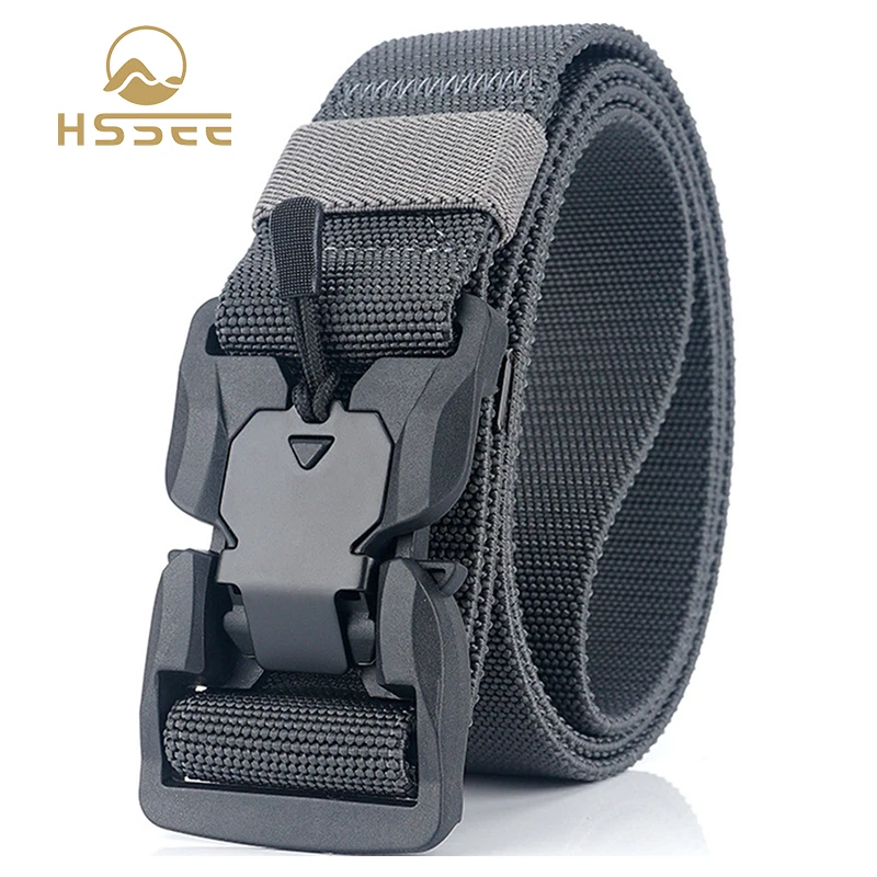 Tactical-Belt Magnetic-Buckle Official Outdoor High-Strength HSSEE Elastic Mens Genuine