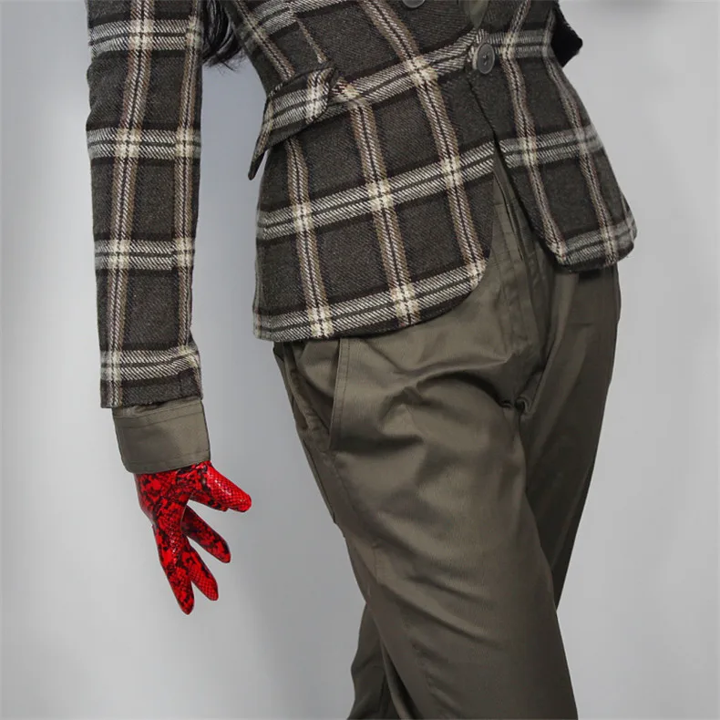 Snakeskin Extra Long Gloves 60cm Patent Leather Faux Leather PU Shine Leather Animal Pattern Python Red Female PU151