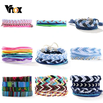 

Vnox Bohemia Women Rope Bracelets Set Adjustable Braided Rope Bangle Colorful Unisex Holiday Casual Jewelry