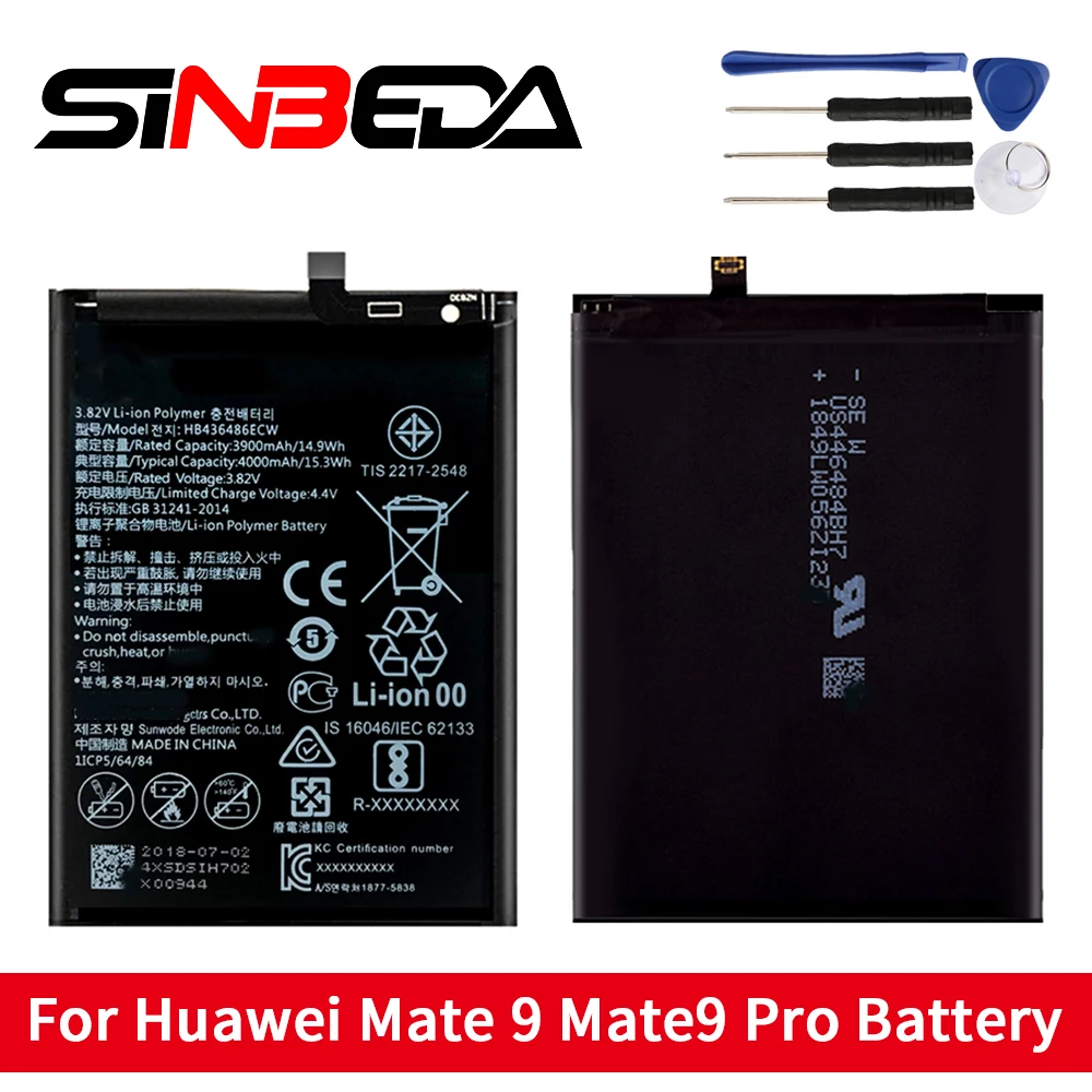 

Sinbeda For Huawei Mate 9 Mate9 Pro Honor 8C Y9 2018 Version HB396689ECW Rechargeable Battery 4000mAh Replacement Phone Battery