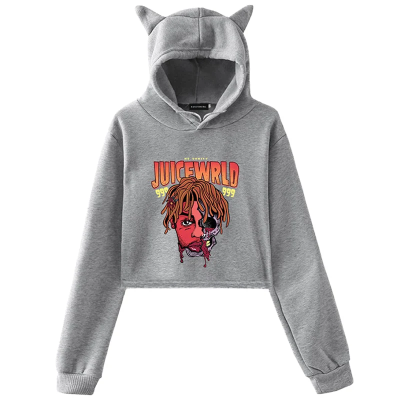 Juice Wrld хип хоп рэпер же абзац толстовка Модные женские толстовки Толстовка с кошачьими ушками Горячий тренд повседневная одежда