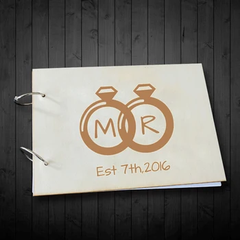 

Custom Wedding Guest Book with Rings Design Romantic Anniversary Gifts Personalized Initial Letter Wedding Guestbook A4 Ablum