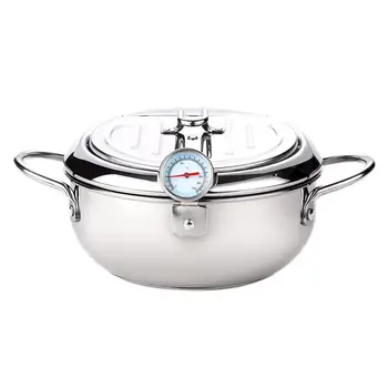 

Controllable Temperature Pot Durable Pan Boiler Stainless Steel Fryer Practical Cooker for Home Kitchen (Flip Lid Fryer)