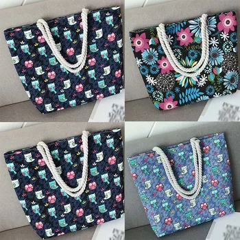 

2019 Feminina Bolsa Women Large Capacity Tote Canvas Shoulder Bags Shopping Bag Beach Bags Casual Tote Striped Floral Handbag*