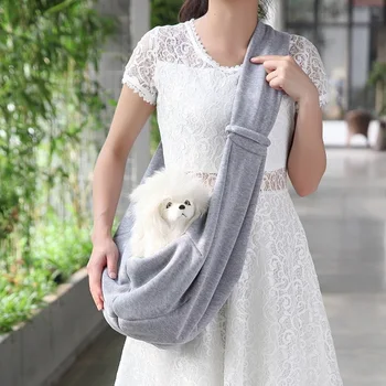 

2020 Crossbody Bag Solid Color Multipurpose Shoulder Bag Pet Carrier for Cats Dogs Gray Dog Carriers