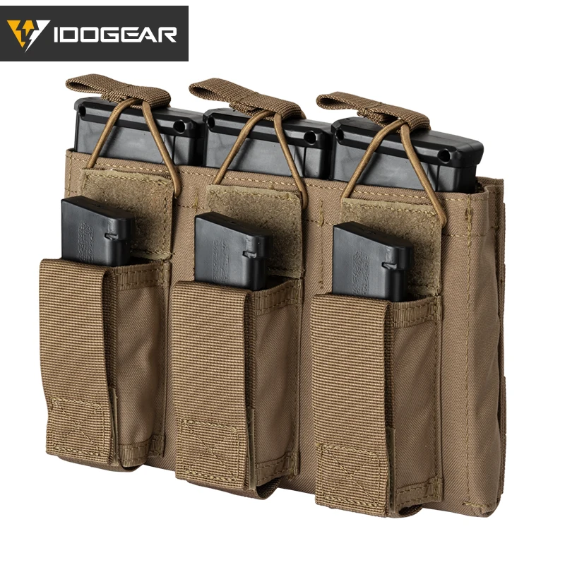 IDOGEAR Тактический Подсумок маг Перевозчик тройной Открытый Топ 5,56 Пистолет Молл подсумок 3545 - Цвет: Coyote Brown