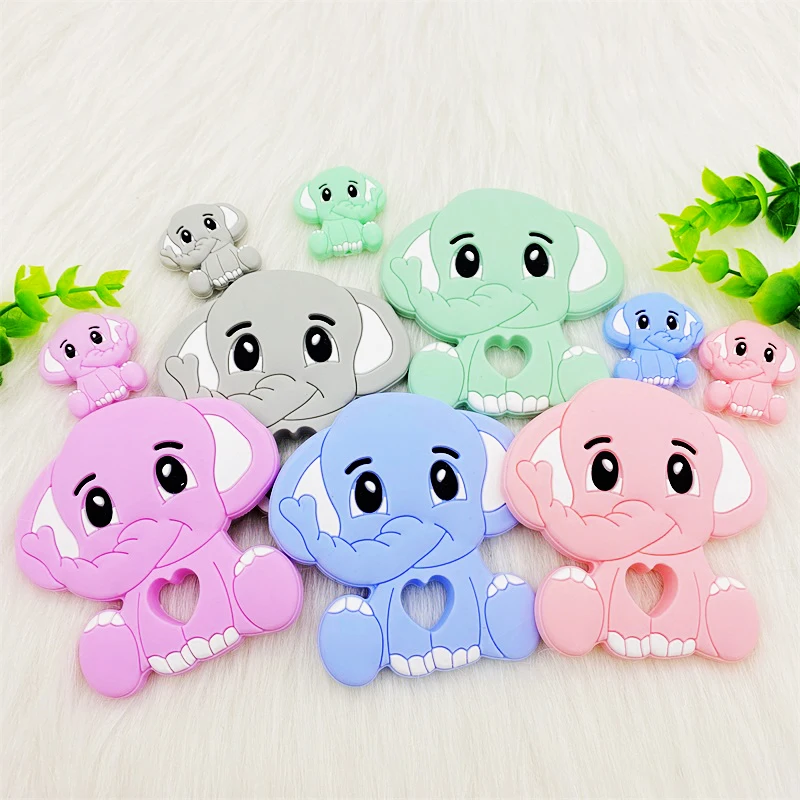 Teething Toys Silicone Teething Toys Baby Teething Toys Silicone Teether Sensory Chew Necklaces BPA Free Animal Silicone Teethers Baby Teething Necklace Toy Elephant Food Grade Silicone Cartoon Nursing Tiny Rod