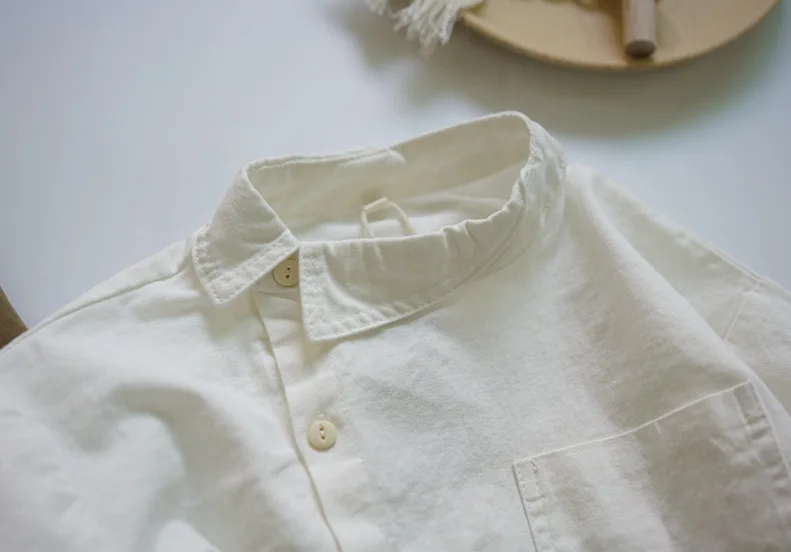 Boys Long Sleeve Shirts Spring Korean Style Baby Boys Cotton Linen Loose Tops Bat Sleeve Children Shirts