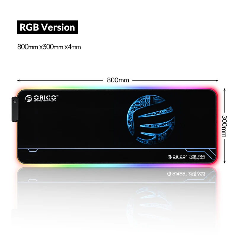 ORICO большой игровой коврик для мыши RGB Толстый Резиновый Коврик Для Мыши Компьютерный коврик для мыши настольная клавиатура Mirco USB коврики с светодиодный компьютерная мышь с подсветкой коврик