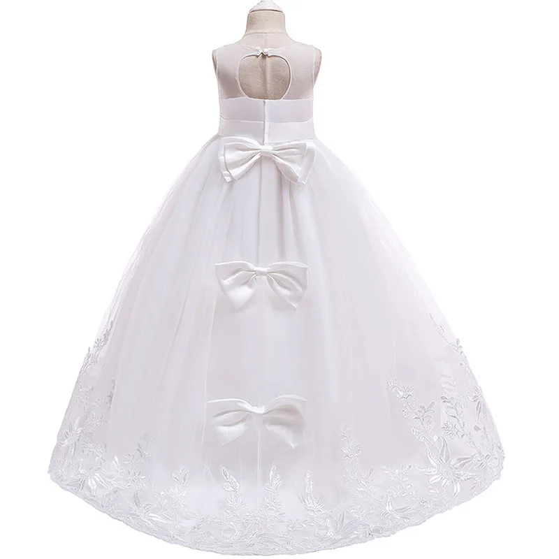 Tailing Girls Christmas Dress White Bridesmaid Kids Clothes Children Long Princess Party Wedding Evening Costume 12 13 14 Years