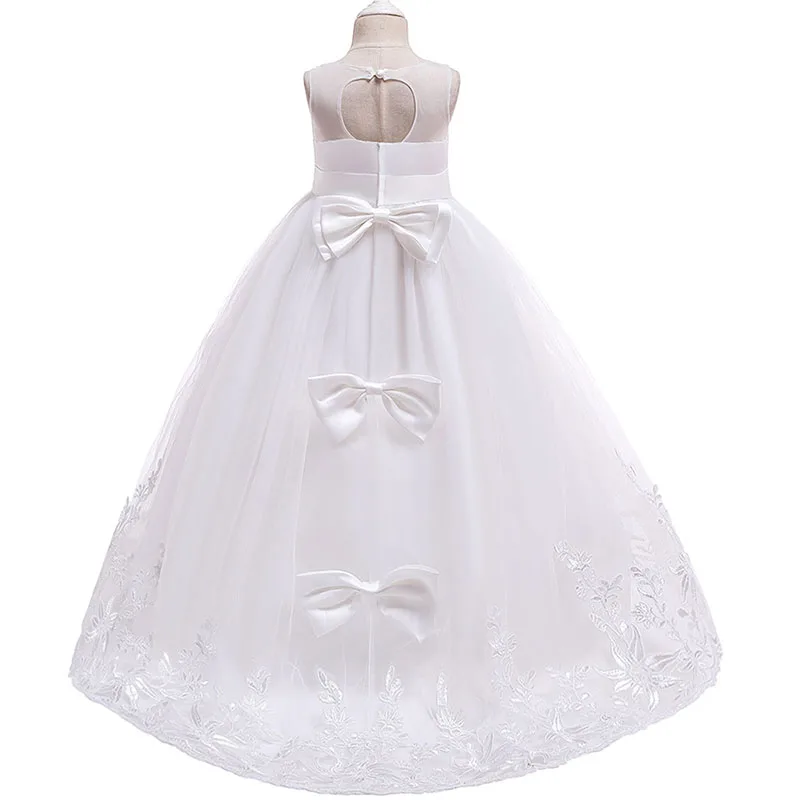 Vestido de Navidad para niñas, ropa de dama de honor blanca para niños, traje largo de princesa para fiesta, boda y noche, 12, 13 y 14 años