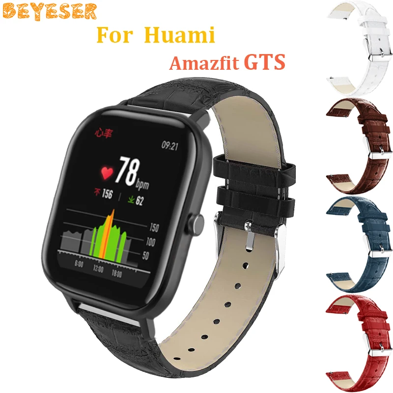Ремешок кожаный для Huami Amazfit GTS GTR 42 мм сменный спортивный браслет Samsung Galaxy watch active
