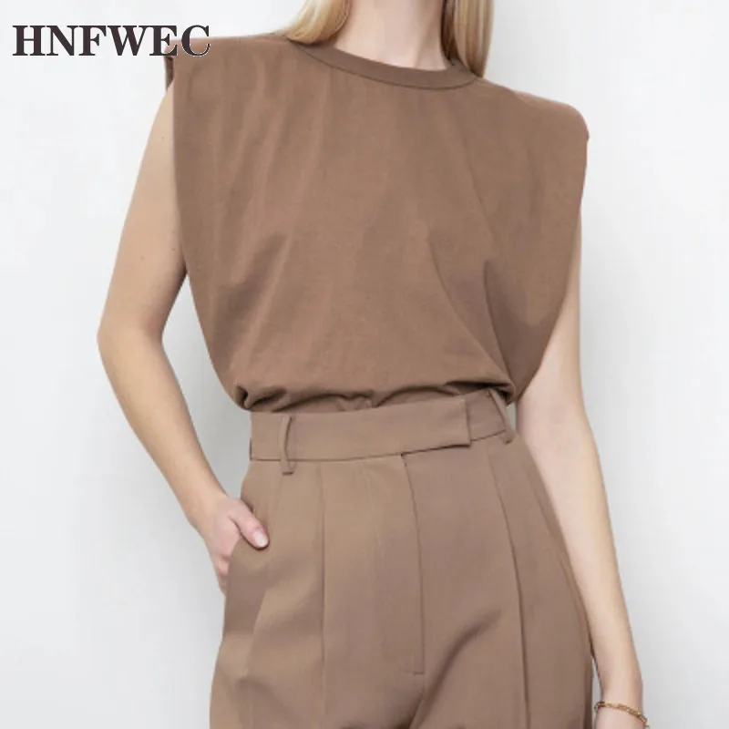 Женская свободная футболка без рукавов повседневный однотонный топ в стиле