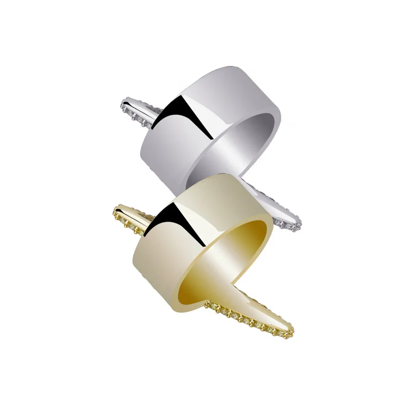 AAA+ CZ циркон проложили Bling Iced Out Lightning кольца для мужчин и женщин кубический цирконий кольца мужские хип-хоп рэппер ювелирные изделия серебро золото