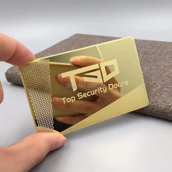 

New Classic Design Mirror Gold Metal Business Cards Holes Cutting Out