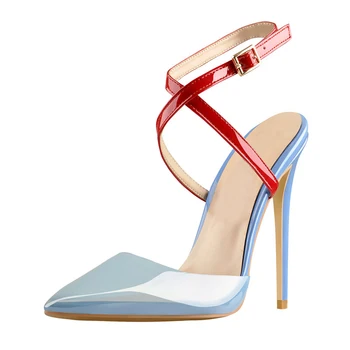 

Lovirs Womens High Thin Heel Pointed Toe PVC Patent leather Ankle Strap Stiletto Pumps Wedding Party Basic Shoes Size 4-15