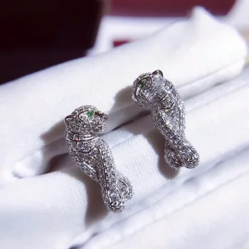 

Fashion Designer Fashion 925 Sterling Silver Panther Earrings With Cubic Zirconia For Women Rose Gold Silver Brand Jewelry