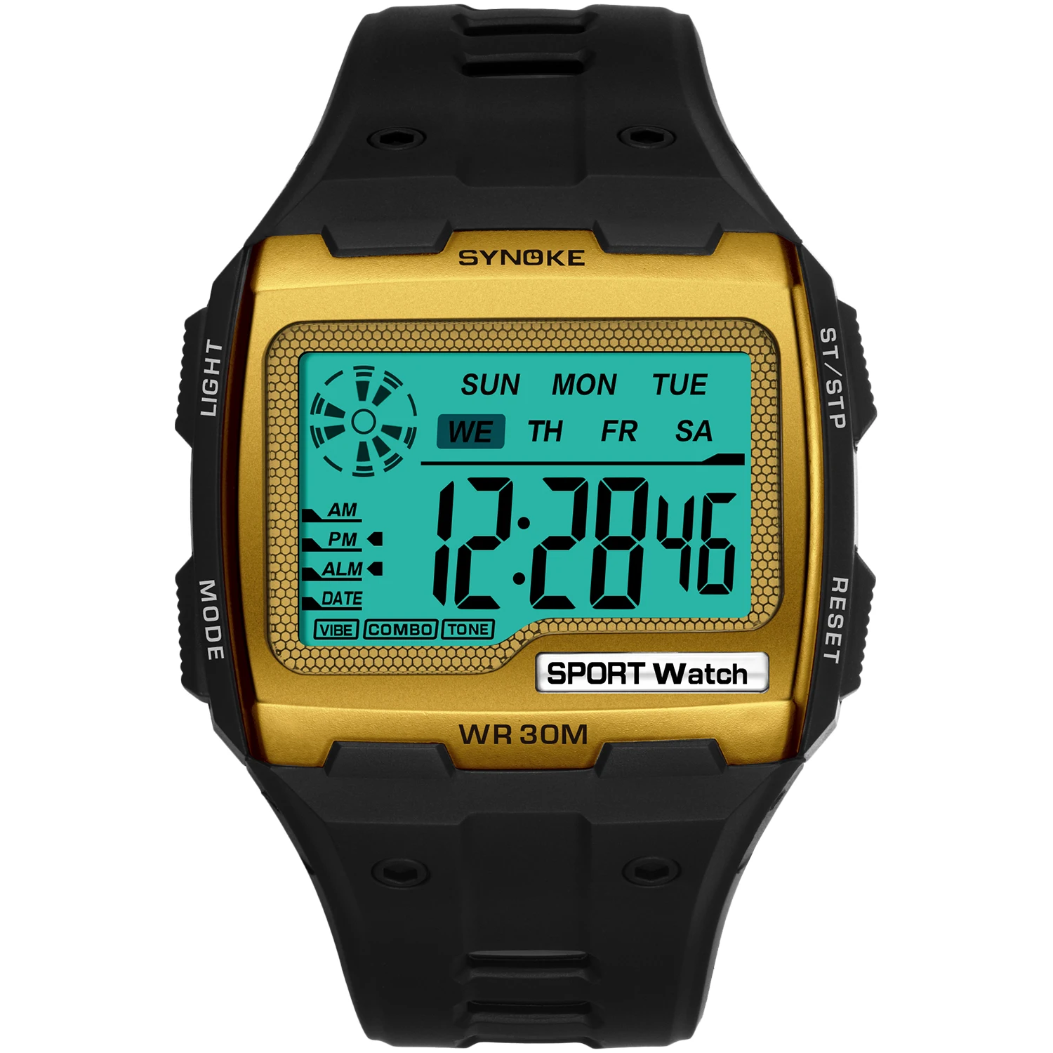 SYNOKE мужские цифровые часы спортивные модные многофункциональные водонепроницаемые светящиеся наручные часы с большим циферблатом мужские часы с будильником