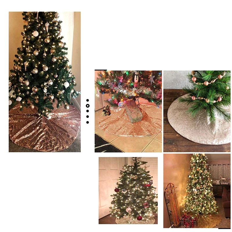 Рождественская елка юбки 48 дюймов блестящая юбка ткань ковер Круглый Золотой