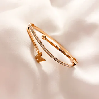 

Stereo Butterfly Titanium Steel Non-Fading Bracelet Simple South Korea Fashion Small Numerous Net Red Bracelet Elegant Normcore