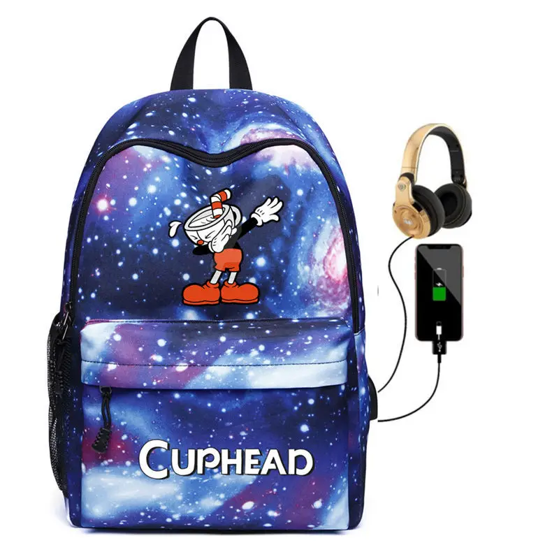 Рюкзак Mugman для подростков с зарядкой через USB Mochila, холщовая школьная сумка для ноутбука, музыкальные дорожные сумки с гарнитурой, сумка на плечо