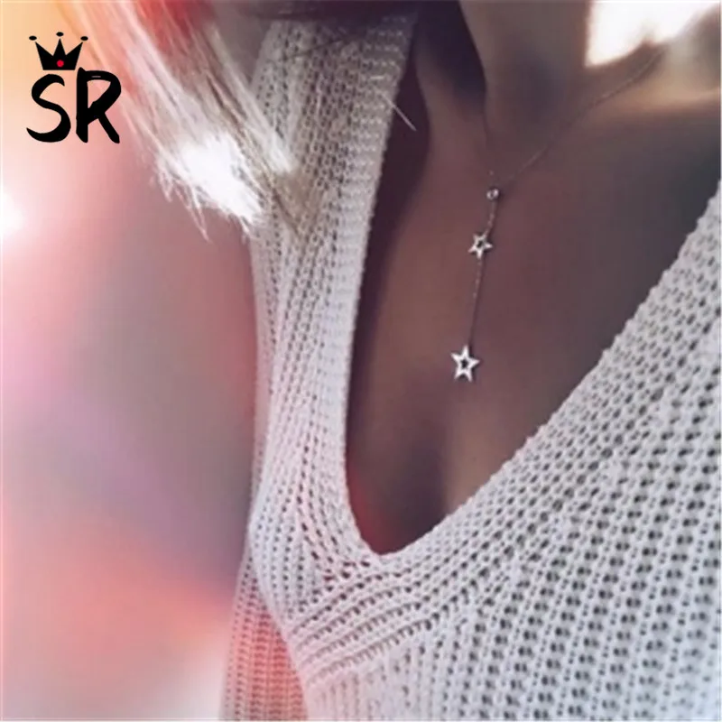 

2019 New Fashion Simple Popular Mini Star Pendant Necklace For Women Gold Silver Chain Choker Necklace Collier Feme
