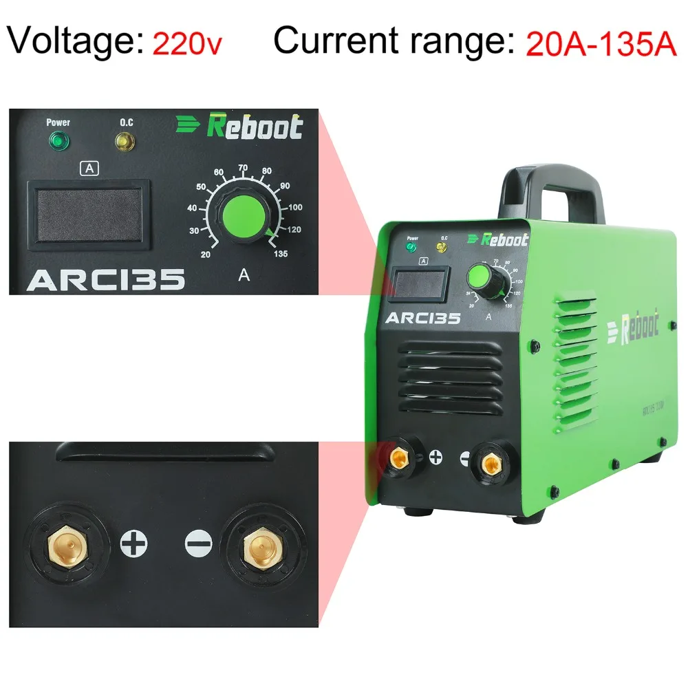 Перезагрузки дуги цифровой сварочный аппарат Портативный ARC135 сварочный инструмент 220V для дуговой сварки под флюсом 120 amp MMA инвертор сварочная машина с европейской вилкой