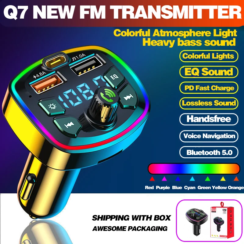 2023 Transmisor FM Para Coche Bluetooth V5.3 Cargador Reproductor De Música