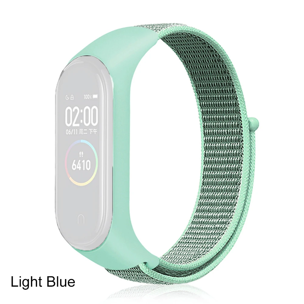 light blue Цветной сменный Браслет с нейлоновой петлей для Xiaomi Mi band 3 4, спортивный браслет, дышащий ремешок, аксессуары для умных часов - Цвет: light blue