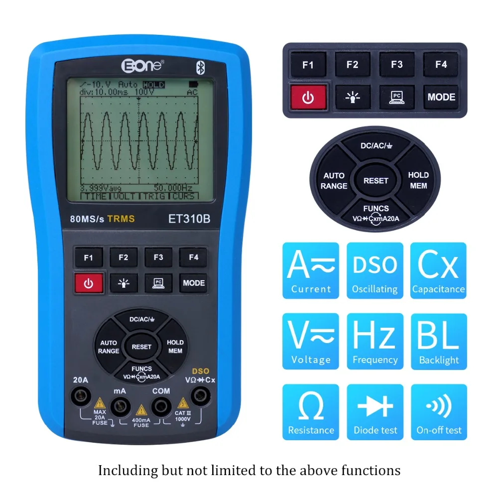Bluetooth осциллограф мультиметр ET310B Ручной цифровой ScopeMeter 80 м/20 МГц AC/DC Ток Напряжение Емкость Частота Duty