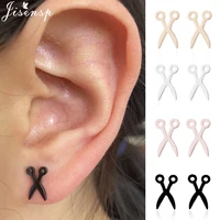 Punk Black Scissor Earrings Women Personality Jewelry Small Geometric Stainless Steel Stud Earings for Girls Funny Gifts