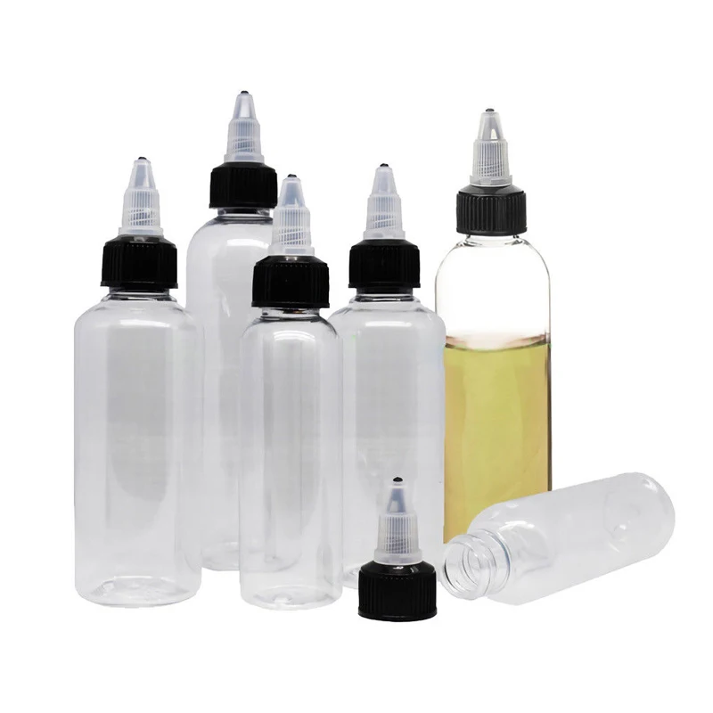 

50PCS 30ml 60ml 100ml 120ml PET Empty Tattoo Ink Twist Cap Bottle Plastic Pigment Dropper Bottle Vape oil Dispensing Containers