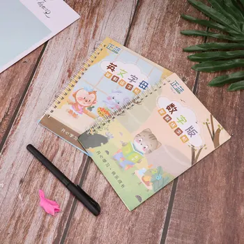

2 Pcs English Writing Practice Book English Alphabet Math Groove Copybook English Calligraphy for Preschool Beginner Children St