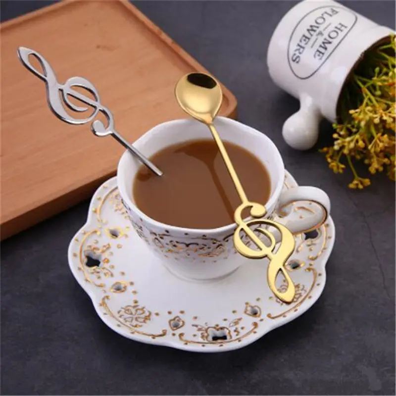 

Creative Stainless Steel Musical Note Dessert Spoon Coffee Stir Milk Tea Tea Ice-cream Durable Scoop Exquisite Tableware Gift