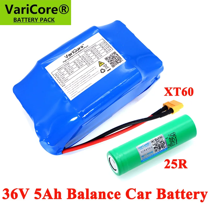 

VariCore 36V 5Ah 5000mAh INR18650-25R 2 wheel electric scooter self balancing 18650 lithium battery pack for Self-balancing Fits