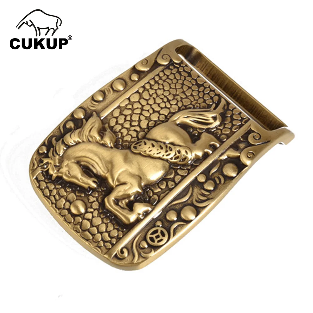 

Мужская уникальная дизайнерская латунная пряжка CUKUP с рисунком лошади и животных, металлическая пряжка для широкого ремня 3,7-3,9 см, мужская Ковбойская пряжка, BRK063