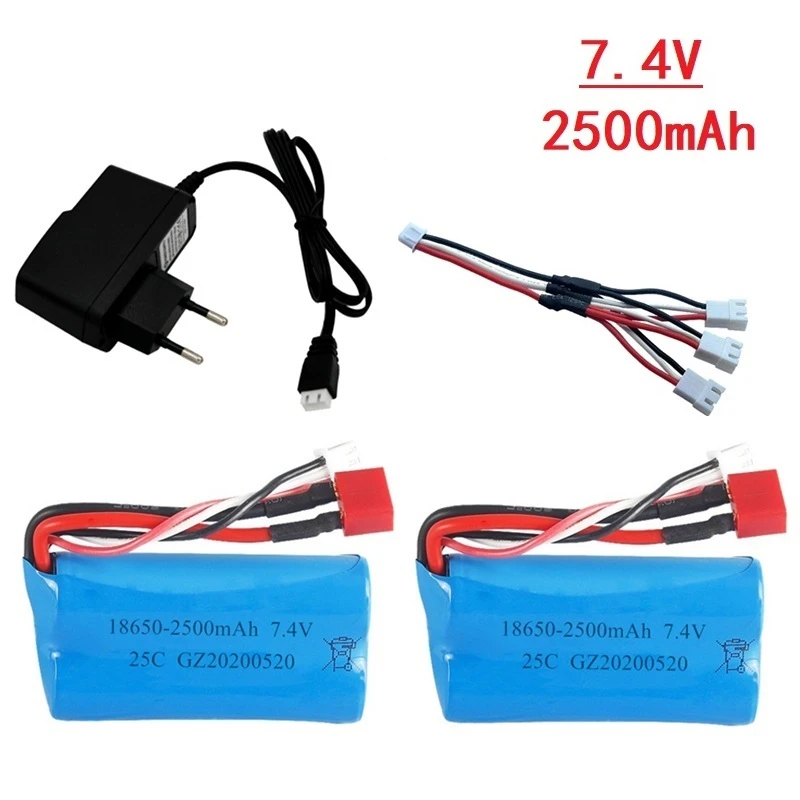 7 4 V 2500mah lipo батарея 18650 2S T разъем для Q46 Wltoys 10428 /12428/12423 RC автомобильные запасные