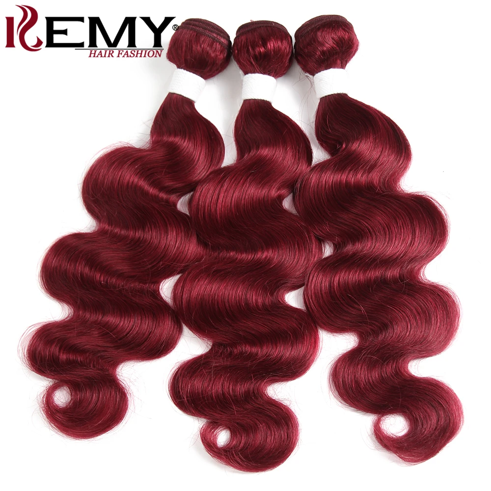 99J/бордовые объемные волнистые человеческие пряди волос с фронтальной 13x4 KEMY бразильские красные пряди волос с закрытием не реми волосы