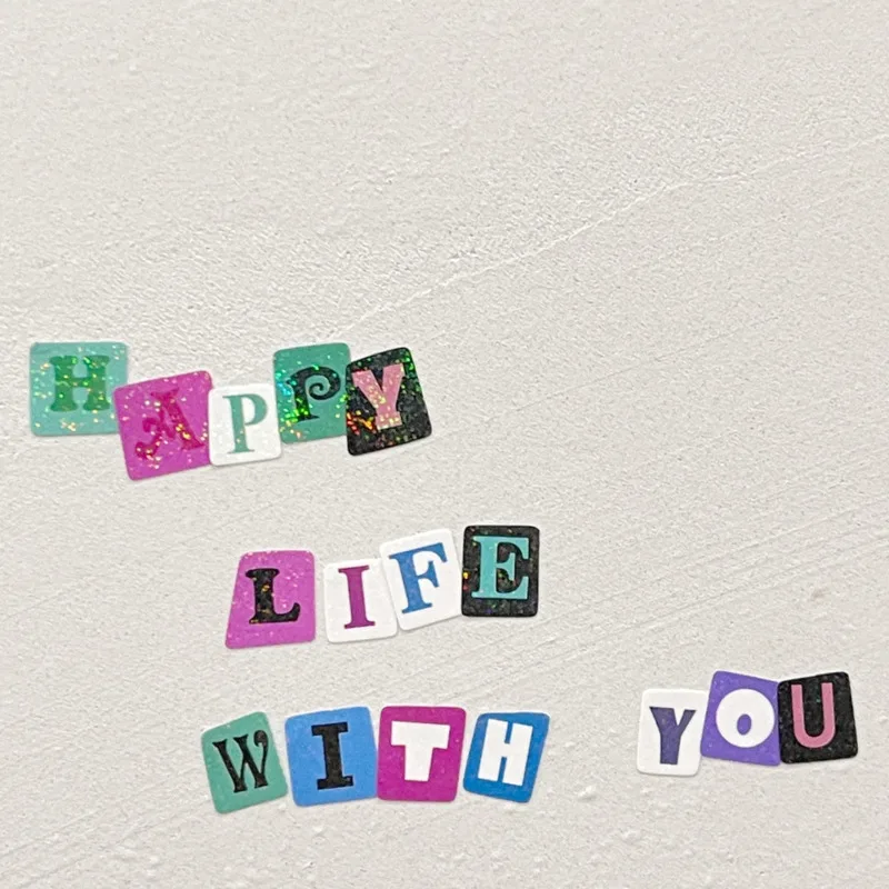1Pc Ins Color Grid Art Letters Korean Sticker Creative Aesthetics DIY Manual Photo Album Scrapbook Stationery Kawaii Sticker