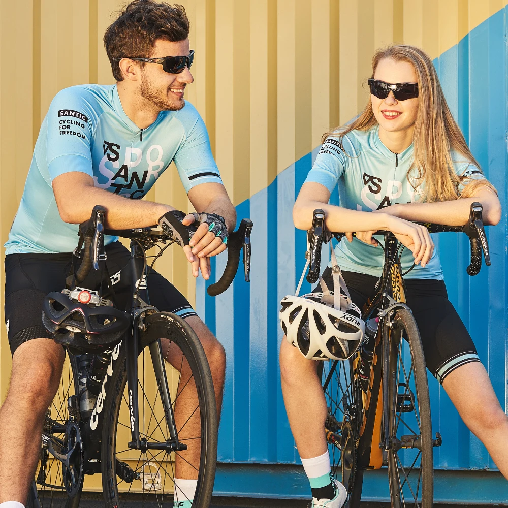 Santic Джерси для велоспорта с коротким рукавом гонки на велосипеде рубашка MTB