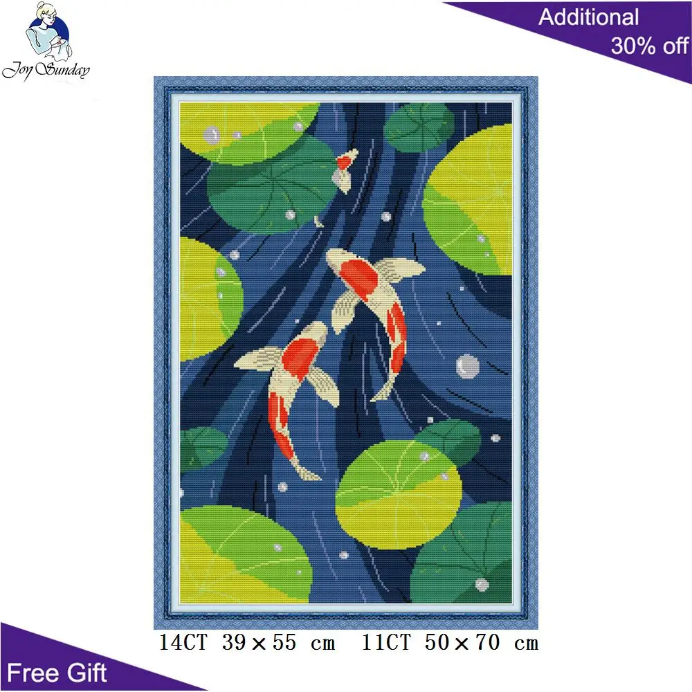 Joy Sunday Koi вышивка домашний декор DA342 14CT 11CT Счетный и штампованный благоприятный