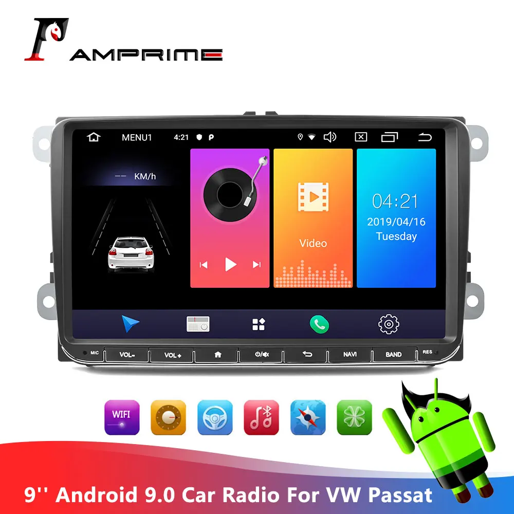 Автомагнитола AMPrime Android 9 0 дюймов емкостный сенсорный экран HD GPS Bluetooth USB плеер для