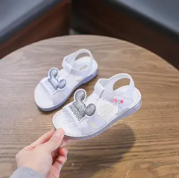 

Girls Minnie Sandals Summer Students Princess Sandals Cartoon Children Soft Bottom Non-slip Shoes Flat Kids Beach Sandal