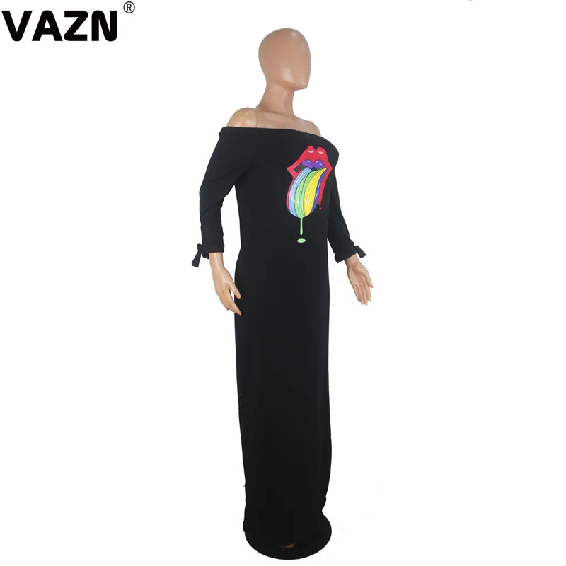 VAZN GSD19161 осень 3 цвета мультфильм с открытыми плечами Staright Свободные Элегантные праздничные юные платья Новое дизайнерское платье женское платье