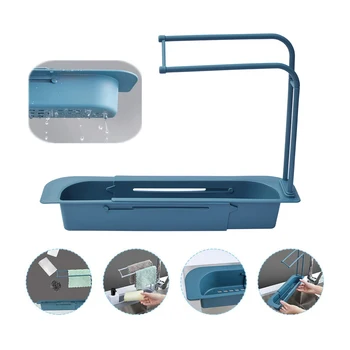 

Telescopic Sink Shelf Soap Sponge Drain Rack Storage Basket Bag Faucet Holder Adjustable Kitchen Accessorie